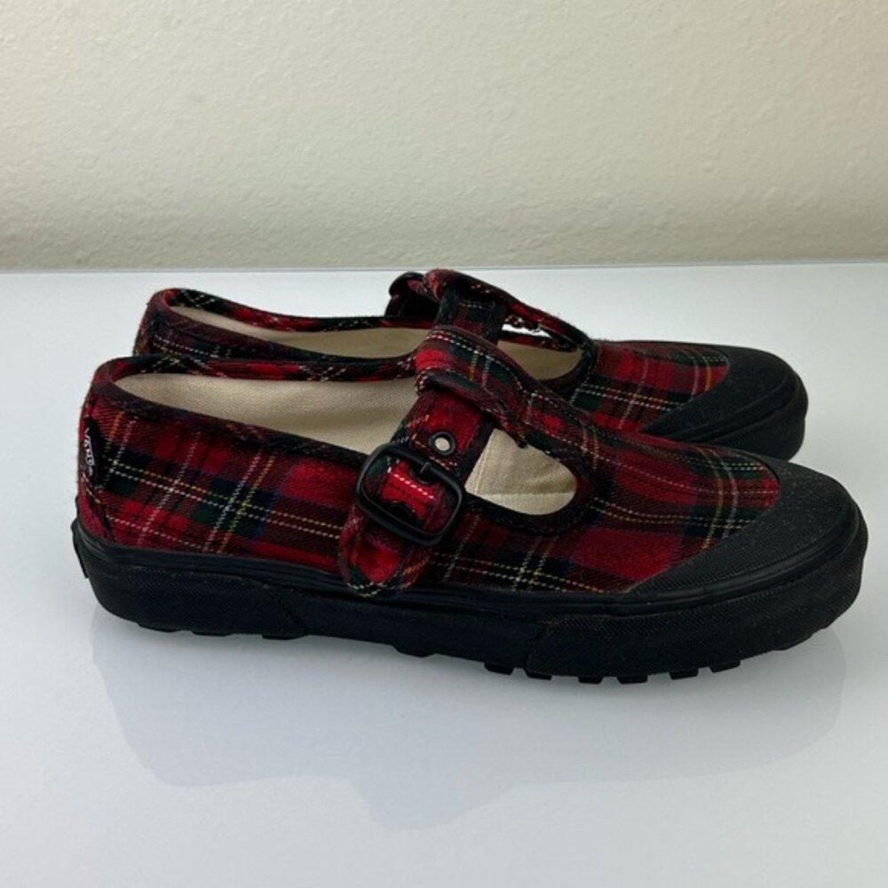 VANS Red Tartan Plaid MaryJane Sneakers Size 6.5 Women’s 5 Men’s - Picture 7 of 16